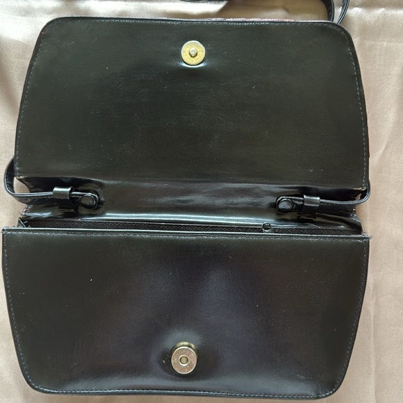 Vintage Snakeskin and Leather Clutch Crossbody Shoulder Bag Red and Black - Picture 5 of 11